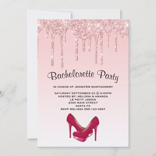 Invitation Parties scintillant rose moderne talons hauts Bach (Devant)