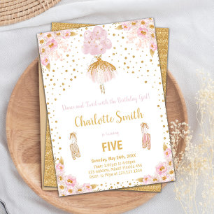 Invitation Parties scintillant rose modifiable Ballerina Anni