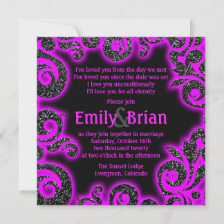 Invitation Parties scintillant rose noir damask tourbillon fa