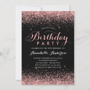 Invitation Parties scintillant rose Noir Étincelle N'Importe 