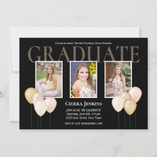 Invitation Parties scintillant rose noire Ballons photo de la