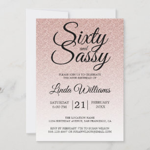 Invitation Parties scintillant rose Ombre 60 et Sassy 60e ann