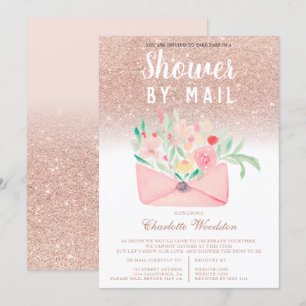 Invitation parties scintillant rose or baby shower floral par