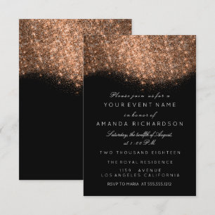 Invitation Parties scintillant Rose or cuivre noir blanc élég