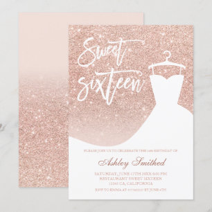 Invitation parties scintillant rose or élégant robe chic Swee