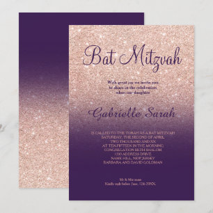 Invitation parties scintillant rose or faux  violet ombre Bat