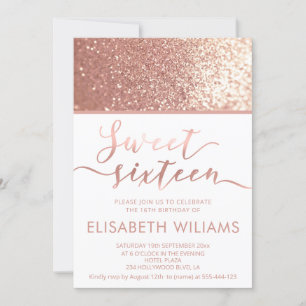 Invitation Parties scintillant rose or minimaliste chic calli