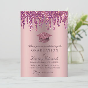 Invitation Parties scintillant  Rose Pink Graduation Invitati