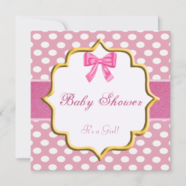 Invitation Parties scintillant rose Pointe Baby shower Invita (Devant)