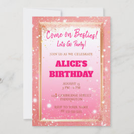 Invitation Parties scintillant rose poupée moderne Anniversai