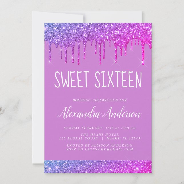 Invitation Parties scintillant rose pourpre étincelle Sweet s (Devant)