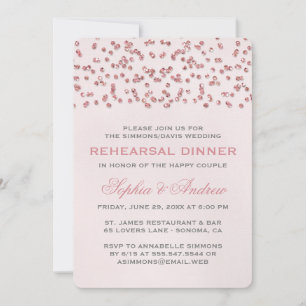 Invitation Parties scintillant rose Regarder Confetti Répétit