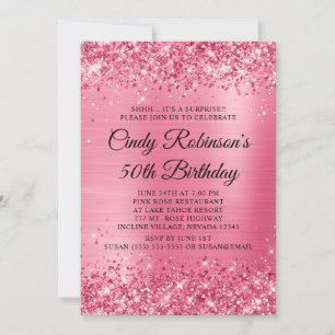 Invitation Parties scintillant rose rose et huile 50e anniver
