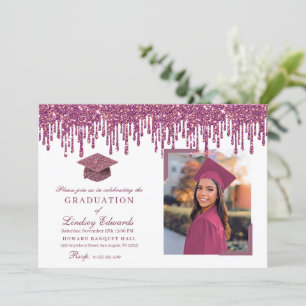 Invitation Parties scintillant  Rose Rose Graduation Photo