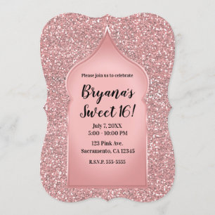 Invitation Parties scintillant rose Rose or glam chic fête d'