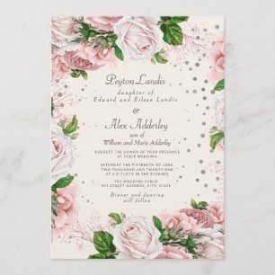 Invitation Parties scintillant Rose rose rose floral Mariage