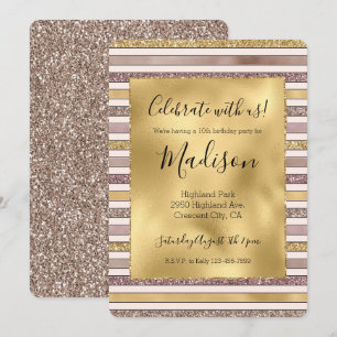 Invitation Parties scintillant rose-rouge-or rayonne