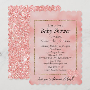 Invitation Parties scintillant rose saumon Amour du coeur