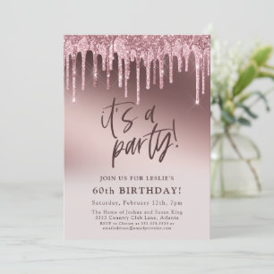 Invitation Parties scintillant rose Soixante-60e C'est un ann