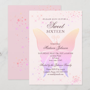 Invitation Parties scintillant Rose Sweet 16 Anniversaire Inv
