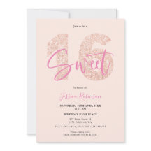 Parties scintillant rose Sweet 16 flush script pho