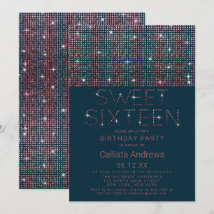 Invitation Parties scintillant rose Turquoise de luxe Sequins