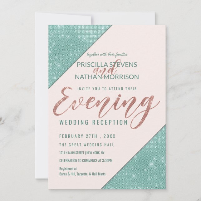Invitation Parties scintillant rose Turquoise Faux Sequin Soi (Devant)