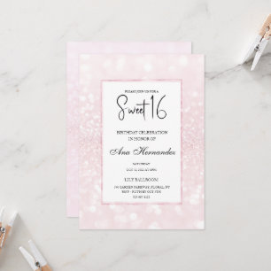 Invitation Parties scintillant rose vif élégant chic Sweet 16