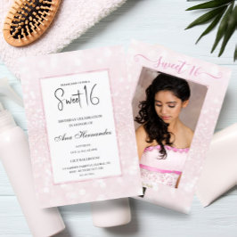 Invitation Parties scintillant rose vif élégant chic Sweet 16