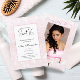 Invitation Parties scintillant rose vif élégant chic Sweet 16