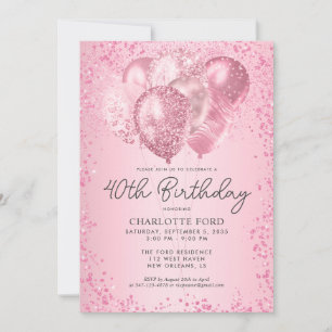 Invitation Parties scintillant rose vif moderne Sparkon Ballo