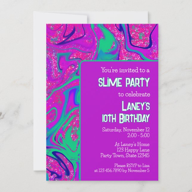 Invitation Parties scintillant rose violet clair fête d'anniv (Devant)
