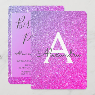 Invitation Parties scintillant rose violet étincelle Fille fê