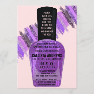 Invitation Parties scintillant rose violet ongle Spa polonais