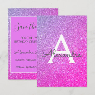 Invitation Parties scintillant rose violet sucré 16 Enregistr