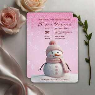 Invitation Parties scintillant roses Baby shower de snowman d