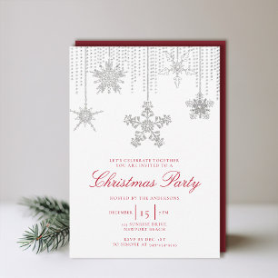 Invitation Parties scintillant rouge blanc Éclairage Flocon d