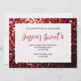 Invitation Parties scintillant rouge foncé pétille doux 16 él