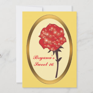 Invitation Parties scintillant rouge Rose enchanté Élégant pa