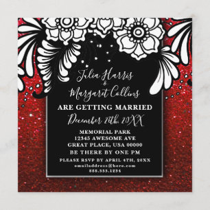 Invitation Parties scintillant rouge rubis Ombre étincelle Él