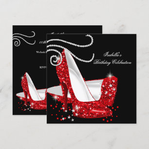 Invitation Parties scintillant rouge talons hauts Noir fête d