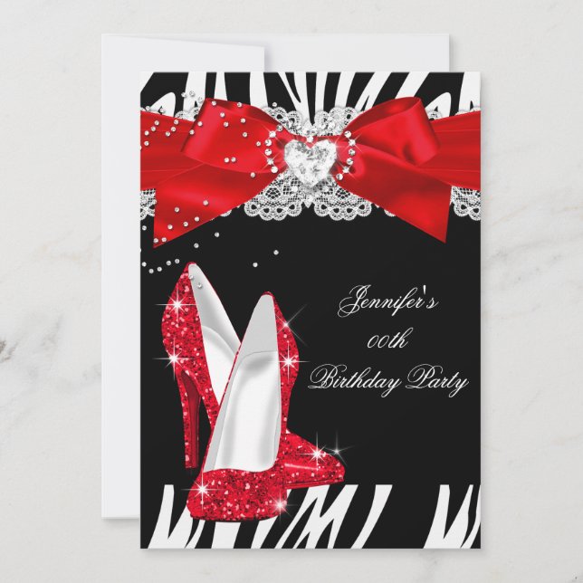 Invitation Parties scintillant rouge Zebra Chaussure haute ta (Devant)