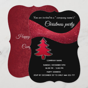 Invitation Parties scintillant rouges simple entreprise fête