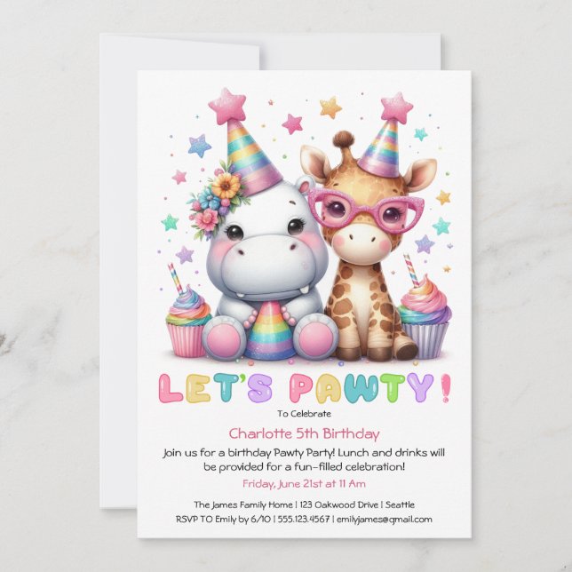 Invitation Parties scintillant Safari fête d'anniversaire Cut (Devant)