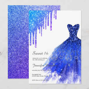 Invitation Parties scintillant Sapphire Blue Dress Drives Swe