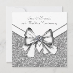 Invitation Parties scintillant Silver 25ème Mariage Anniversa