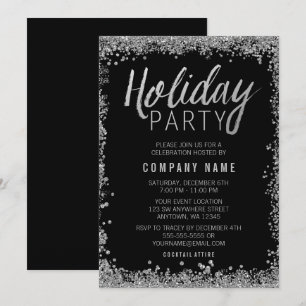 Invitation Parties scintillant Silver Faux Noir Fête