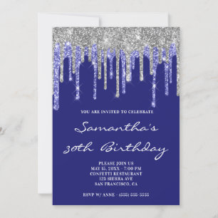 Invitation Parties scintillant Silver Navy Drives Midnight Bl