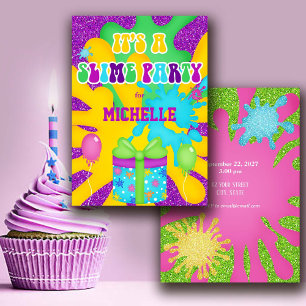 Invitation Parties scintillant Slime coloré Anniversaire Fête
