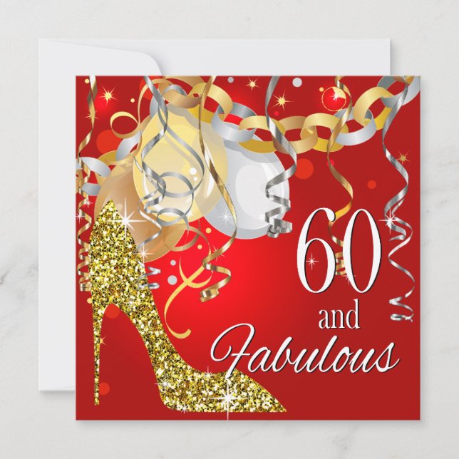 Invitation Parties scintillant Stiletto 60e anniversaire | or (Devant)